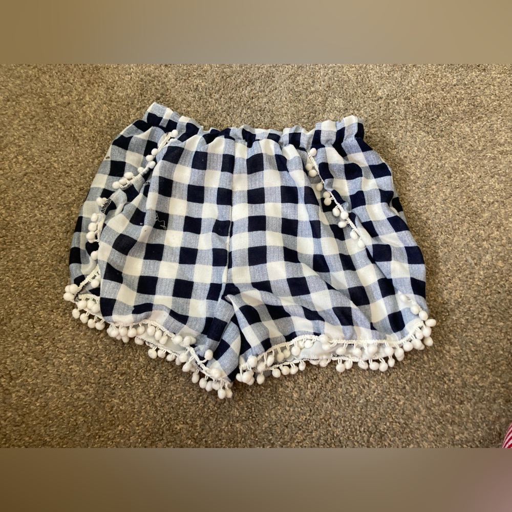 Blue and white patterned shorts